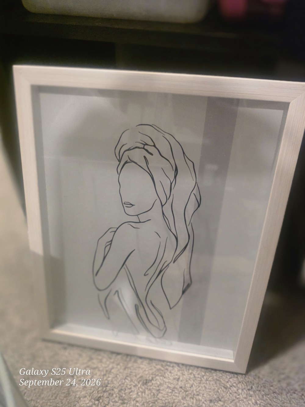 Minimal Line Art Woman Framed Print - White